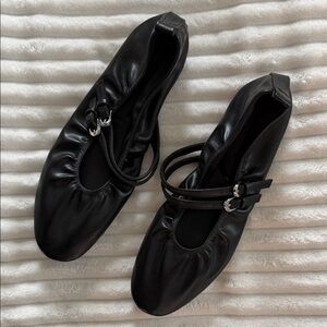 Stradivarius Black Flats with Buckle Detail